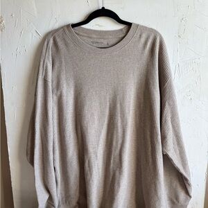 Men's Beige Waffle Long Sleeve